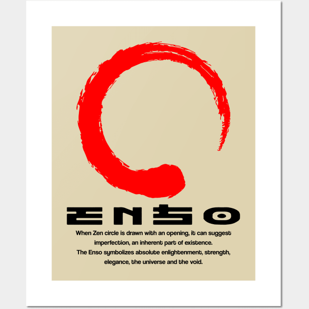 Enso meaning Japanese kanji words character symbol 123 Wall Art by dvongart